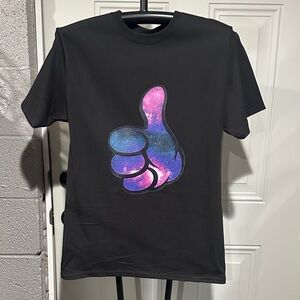 Hanes Black Tee with Cosmic Thumbs Up